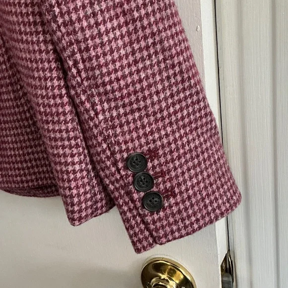 Talbots Wool Blend Women's Blazer in Pink Houndstooth sz 6 - Picture 8 of 14